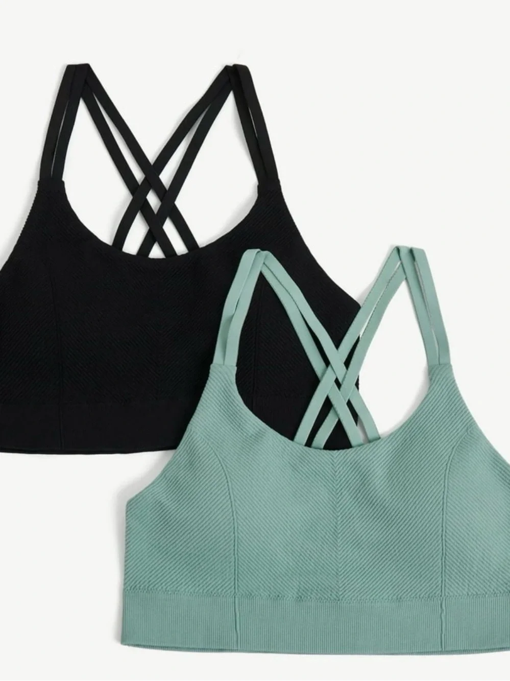Justice Crisscross Sports Bralettes in Black & Sage